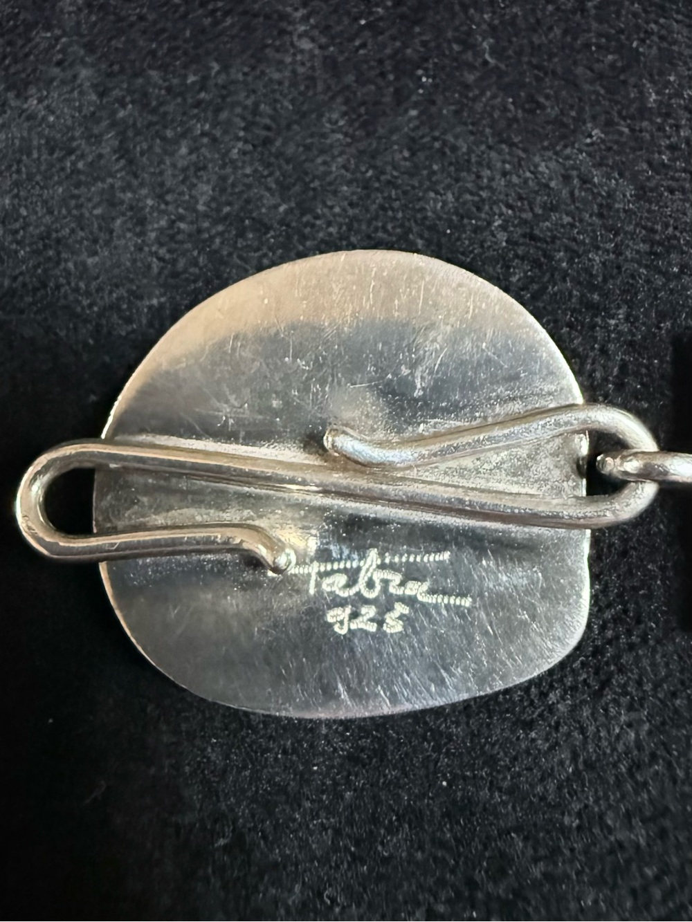 Vintage Tabra Bone Carved Cat Charm & Tabra Silver 925 Connector Bracelet Chain - Picture 8 of 11